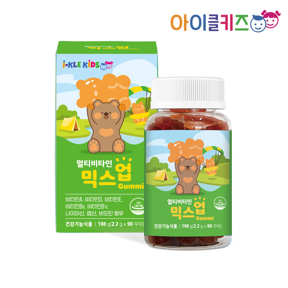 아이클키즈 믹스업 멀티비타민 꾸미 유아 구미 어린이 종합 젤리 영양제 90구미, 1개