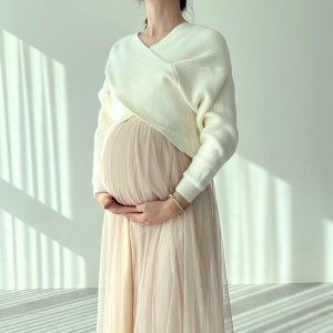 만삭촬영 원피스 주수 레이어드 니트 나시 샤 쉬폰 여성스러운 페미닌