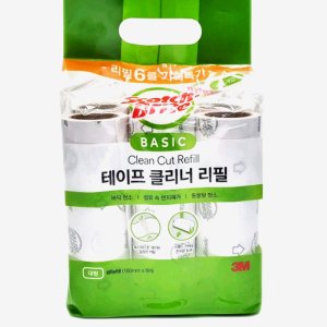 스카치브라이트 대형 테이프클리너 의류 머리카락 돌돌이 리필 6개입 세트 16cm x 8M