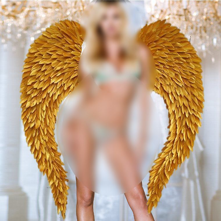 대형 천사 날개 황금 깃털 바디프로필 모델 사진 촬영 행사장 피트니스 머슬퀸 미인대회