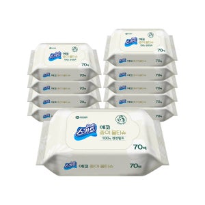 스카트 친환경 생분해 에코 종이물티슈 70매 X 10개 41802