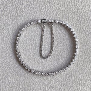 실버925)고퀄 원터치 라운드 테니스 큐빅 팔찌