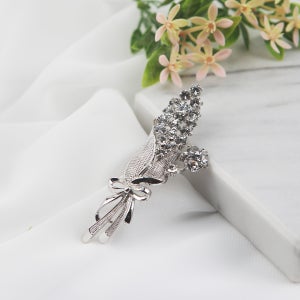 럭셔리 고급 큐빅 꽃다발 리본 브로치