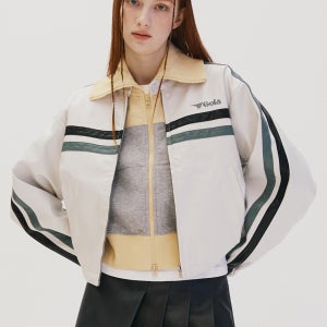 [원더플레이스 GOLA] LINE POINT LEATHER JUMPER [WHITE]