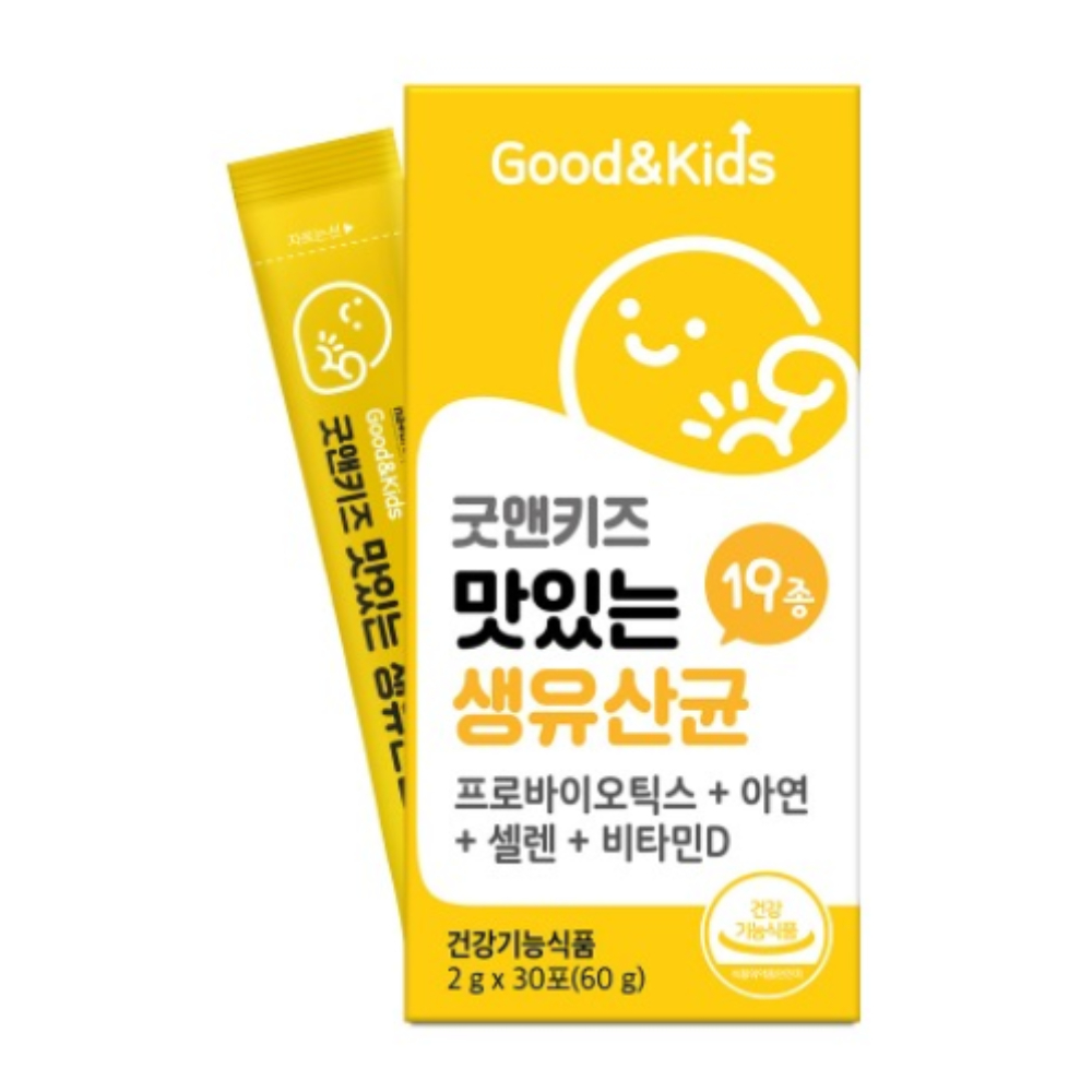 <b>NATURAL PLUS</b> 굿앤키즈 맛있는 생유산균 19종 비타민 2g 30포 1개월분