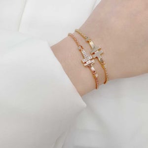 14K 18K 스네이크 원통 체인 팔찌 큐빅 포인트 여자 할로우 금팔찌 데일리 골드
