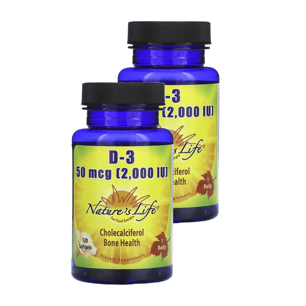 네이쳐스 라이프 D3 50mcg 120캡슐 2팩 Natures Life D3