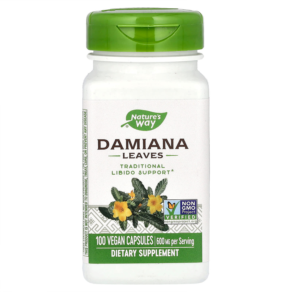 <b>네이쳐스웨이</b> 다미아나 Damiana Leaves 600mg 100비건캡슐