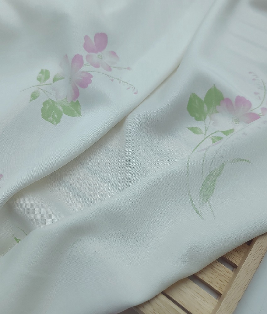 광대폭 252cm 순면 트윌 실켓가공 이불 침구류 원단 20수 꽃나염 커버 예쁜원단