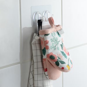 디허브 화이트 미니 2후크 O 밀착패드 수납걸이 다용도 벽걸이 주방 욕실 무타공 고리