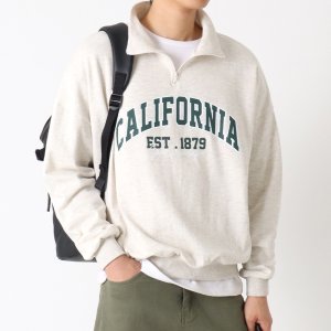 지지블랙 캘리포니아 나염 오버핏 반집업 맨투맨 남여공용 아노락 커플 티셔츠