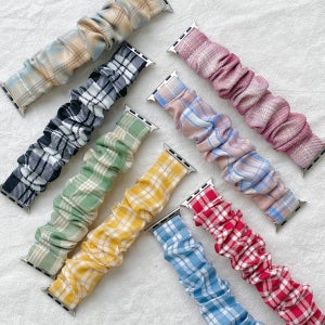 애플워치 체크 스크런치 곱창 밴드 스트랩 호환 시계 줄 11 10 9 8 7 6 SE 세대