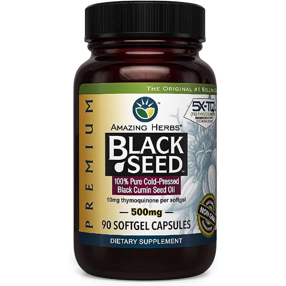 어메이징 허브 프리미엄 <b>블랙씨드 오일</b> 500mg Black Seed Oil 90정 1팩