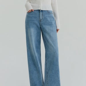 (봄찐스판1탄) 밴딩 와이드 데님 팬츠