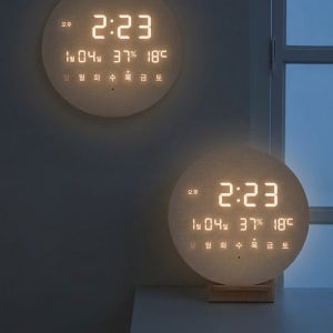오아 모던 LED 벽시계 온습도 무소음 인테리어 거실 무타공 벽걸이 원형 29cm 시계