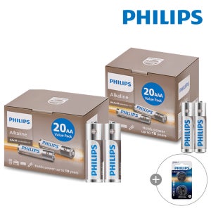 필립스 알카라인 건전지 AA20개+AAA20개 혼합구성+CR2032 2개입