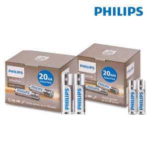 필립스 알카라인 건전지 AA20개+AAA20개 혼합구성