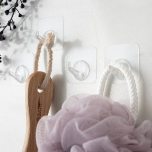 디허브 화이트 미니후크 35 4p 액자걸이 모자 벽걸이 책상가방걸이 고리 밀착패드 접착식