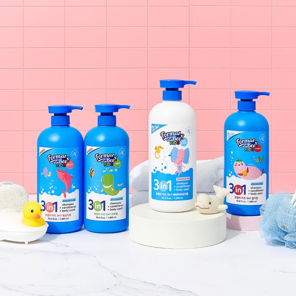 [1+1] 포멀비 키즈 3in1 베이비 키즈 올인원 바디워시 샴푸 4종 복숭아향 1000ml