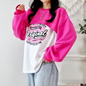 크랙 오버핏 빈티지 여성 맨투맨