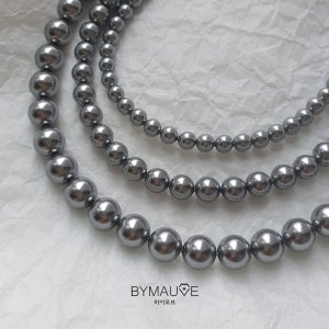 실버925 흑진주 그레이 스와로브스키 스왈 진주 목걸이 바이모브