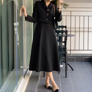 [자체제작] (자체제작) 투피스 롱 플레어 원피스 결혼식 하객룩 op15615