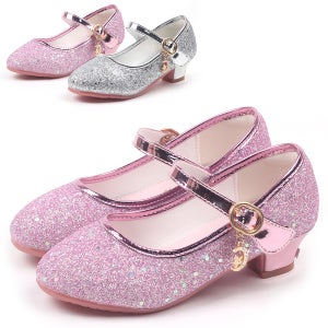 글리터 별 달 공주 유아 아동 주니어 여아 초등 또각 힐 굽 구두 신발