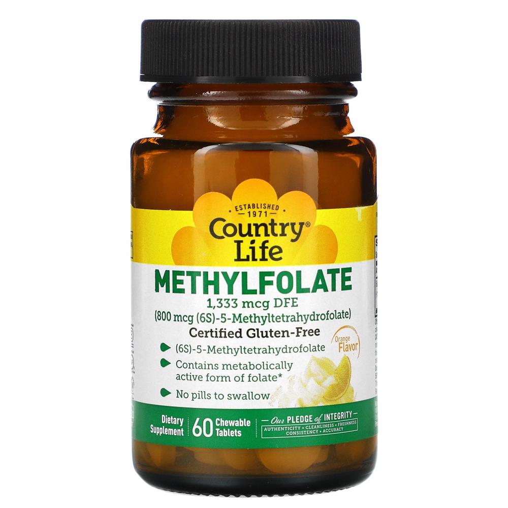 컨츄리라이프 <b>메틸엽산</b> 오렌지맛 800mcg 60정