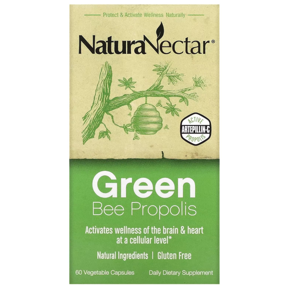 NaturaNectar <b>그린 비</b> 프로폴리스 60정 캡슐 벌 <b>면역력</b> 보충제 영양제 항산화 성인 매일 먹기좋은 추천