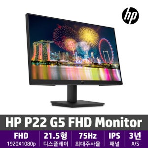 HP P22 G5 22인치 문서작업 메일 컴퓨터 듀얼모니터 게이밍 사무용