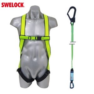 SWELOCK 스왈록 전체식 안전벨트 ST 대구경훅 웨빙 형광 STW-DLZ