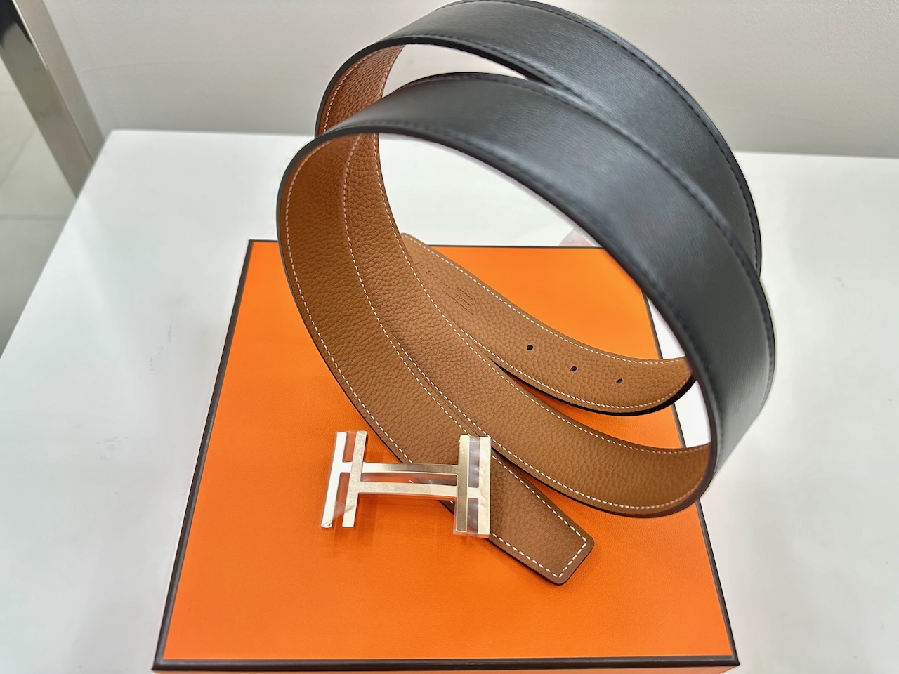 에르메스 H 버클 가죽 벨트