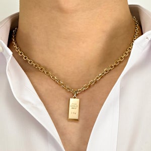 아나파 미세전류 골드바 목걸이