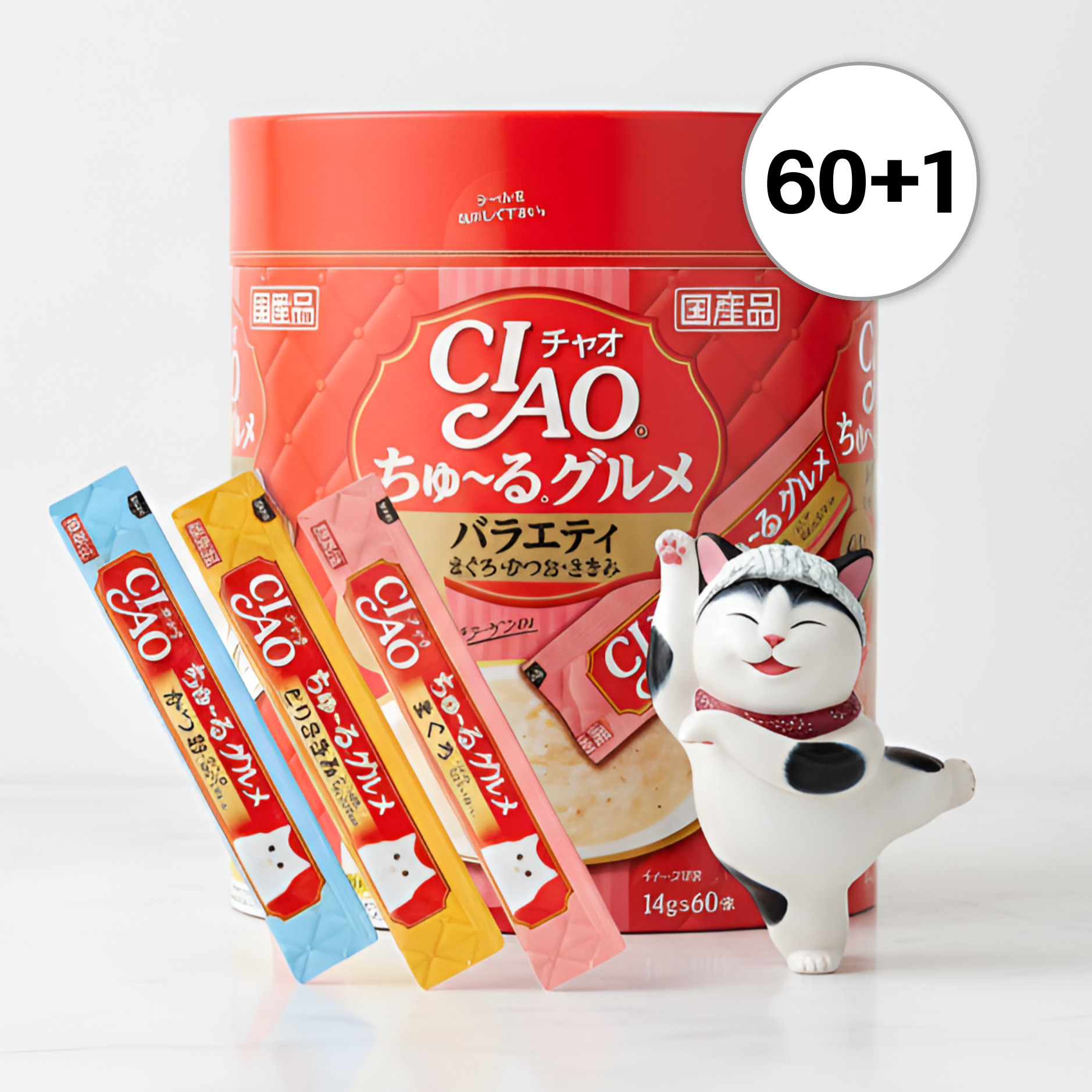 이나바 챠오츄르 대용량 참치 가다랑어 닭가슴살 60+1P 고양이간식