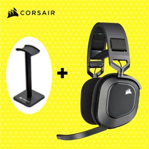 [거치대증정]커세어 HS80 RGB WIRELESS 게이밍 헤드셋 블랙