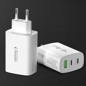 모디스 65W GaN PD PPS QC 초고속 3포트 멀티 충전기 어댑터 화이트