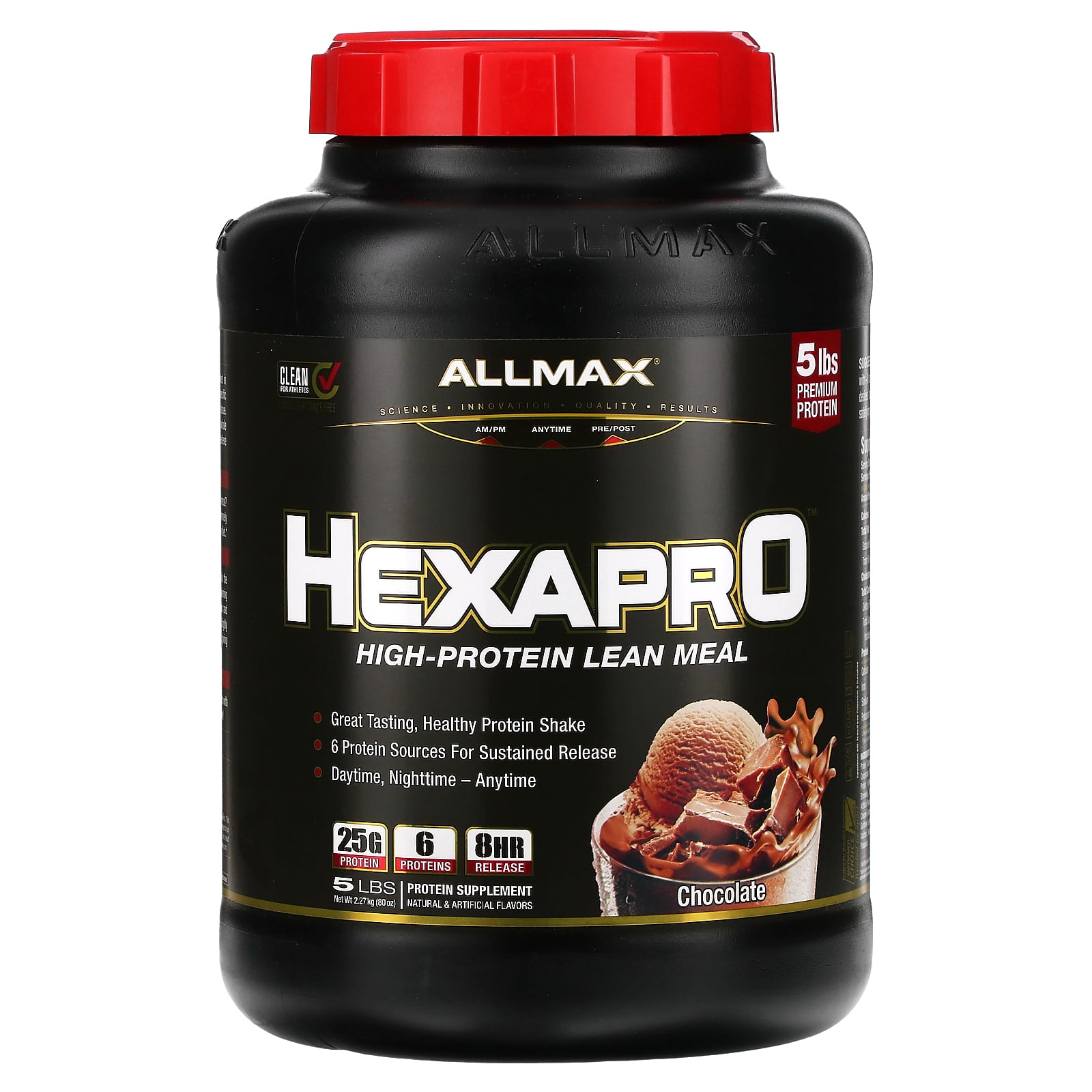 올맥스 Hexapro 울트라 프리미엄 6 가지 <b>단백질 혼합물</b> 초콜릿 5 lbs(2.27 kg)