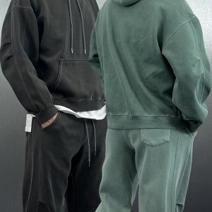 핀턱 피그먼트 베이직 스티치 후드티셔츠 3COLOR 오버핏 루즈핏 고룩