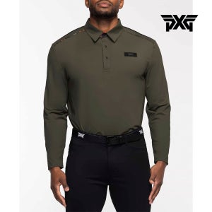 PXG 남성 골프 페어웨이 카모 숄더 스트라이프 긴팔 폴로 티셔츠