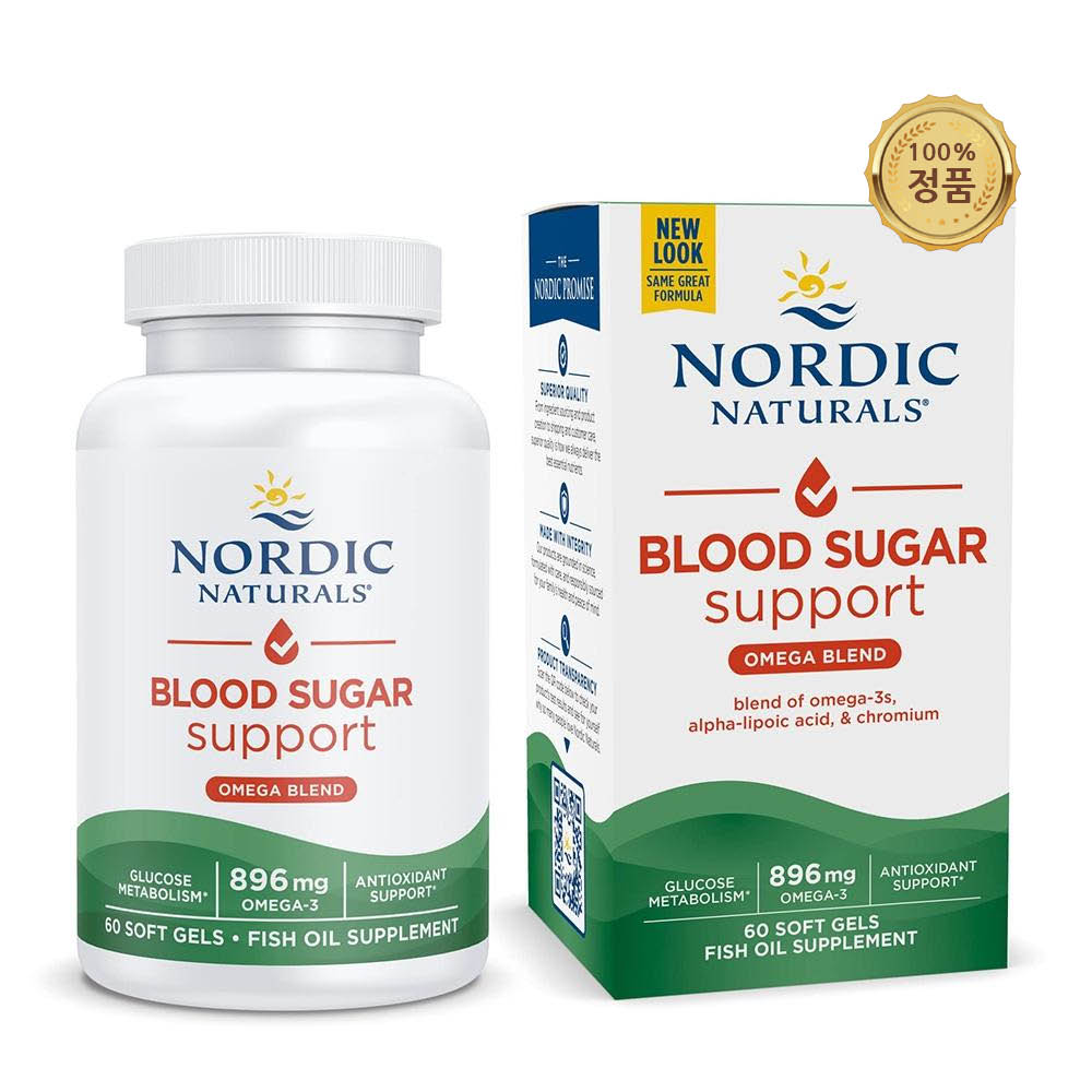 노르딕내추럴스 <b>블러드 슈가</b> 서포트 알파리포산 <b>오메가</b>3 <b>896mg</b> 60정