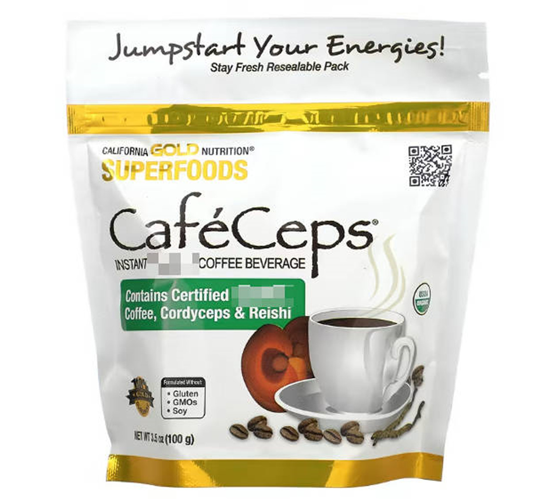 CGN <b>CafeCeps</b> 인스턴트 커피 동충하초 영지버섯 분말 100g Cordyceps