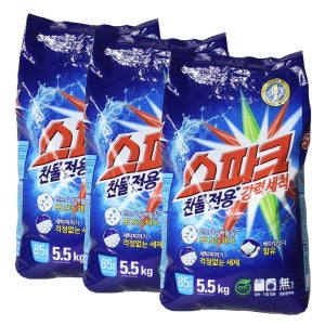 애경 스파크 가루 세탁세제 5.5kg x 3개입 베이킹소다 함유 찬물전용 강력세척