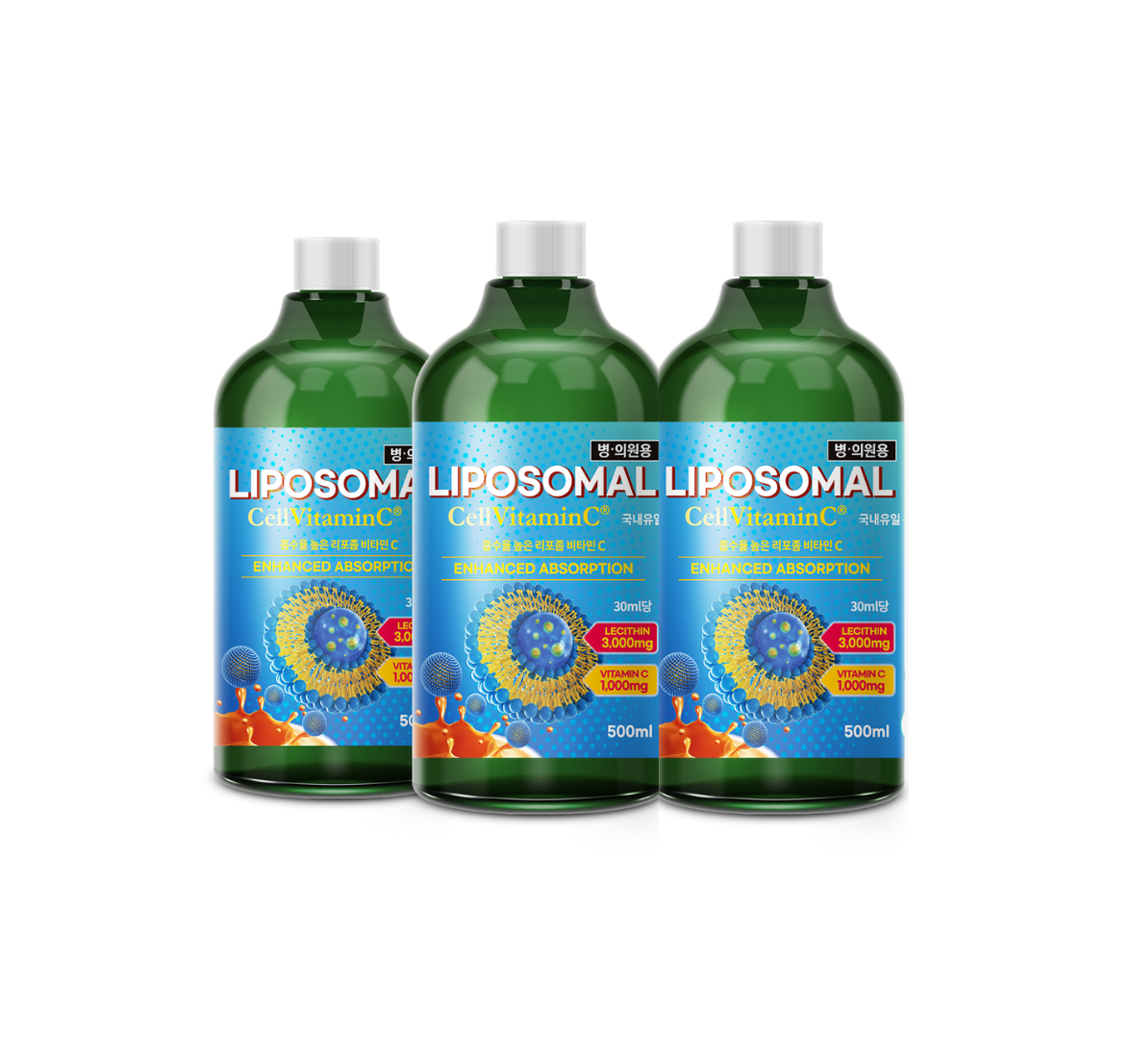 [3병]리포조말 셀<b>비타민</b>C 리포좀 영국<b>비타민</b><b>C1000mg</b> 레시틴3000mg 액상 500ml