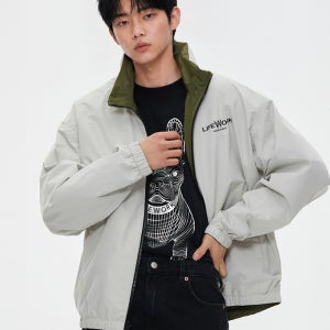 하이넥 후드 리버시블 자켓