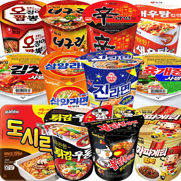 (12개)신라면+너구리 새우탕 김치 육개장사발면 삼양 진 튀김우동 불닭 짜파 오짬 도시락