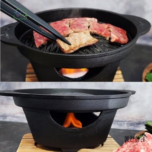 무쇠 1인 숯불 화로 세트 주물 미니 화로대 그릴