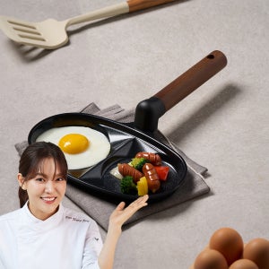 트루쿡 북미산 월넛 인덕션 2구 에그팬 블랙 세라믹 계란 후라이팬