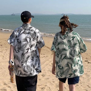 하와이안 바캉스 비치 커플 티셔츠