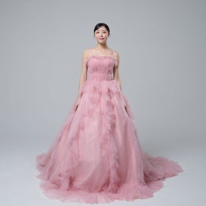 러블리 풍성한 핑크 캉캉유색드레스 셀프웨딩 커플스냅 나시형 탑드레스 브라이덜샤워 원피스