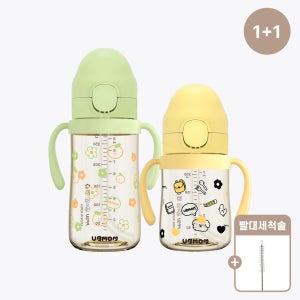 유비맘 1+1 플로우 봄날의 햇살 PPSU 원터치 빨대컵 200ml, 단품 컬러선택 역류방지 단계조절 물샘방지